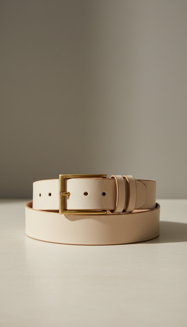 Ivory Full-Grain Leather Belt