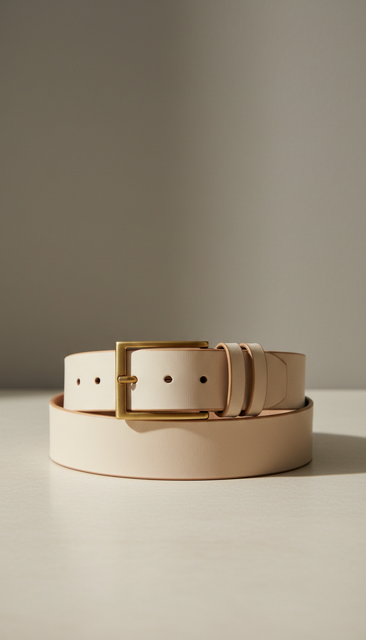 Ivory Full-Grain Leather Belt